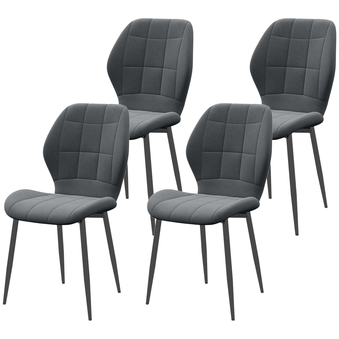 Set of Four Flannel Relaxed Tub Dining Chairs - Dark Grey