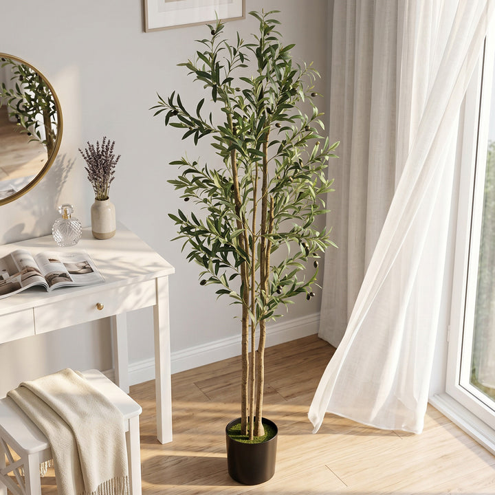 Decorative Artificial Plant, 175 cm Silk Olive Tree with 787 Leaves in
