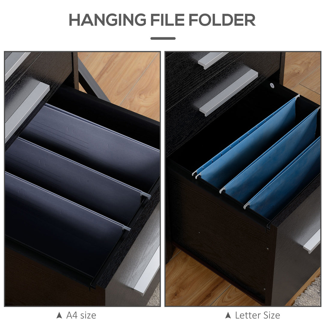 Three-Drawer Lockable Filing Cabinet - Black