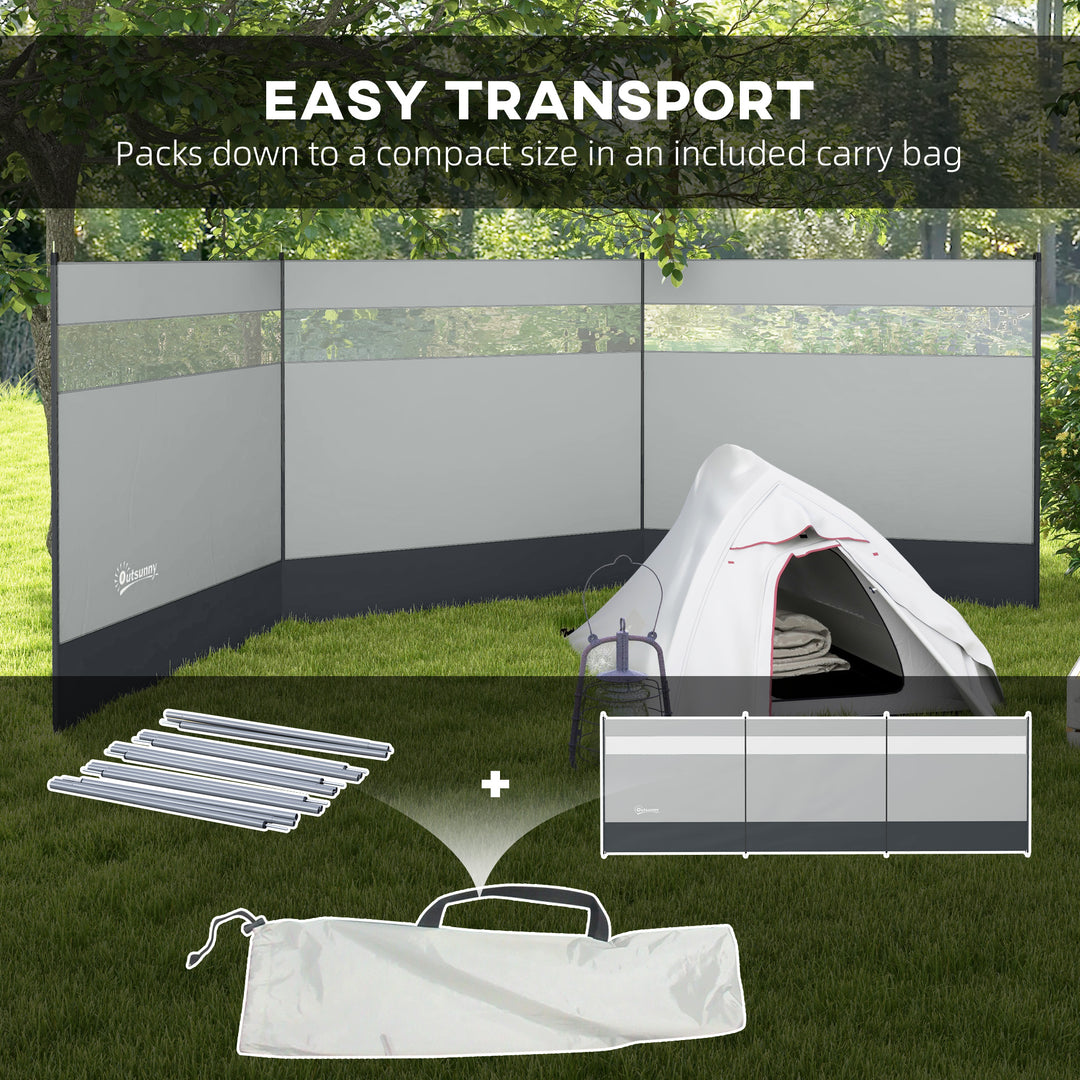 Camping Windbreaker with Clear Windows, Carry Bag and Steel Poles, for
