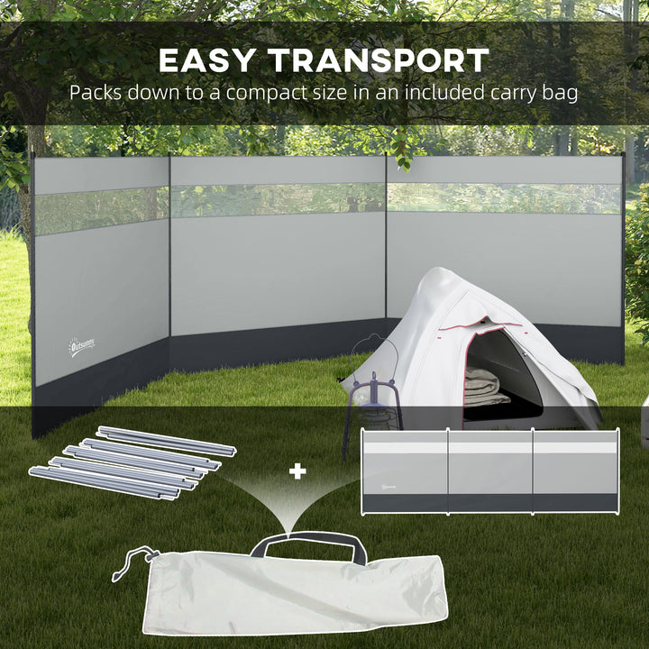 Camping Windbreaker with Clear Windows, Carry Bag and Steel Poles, for