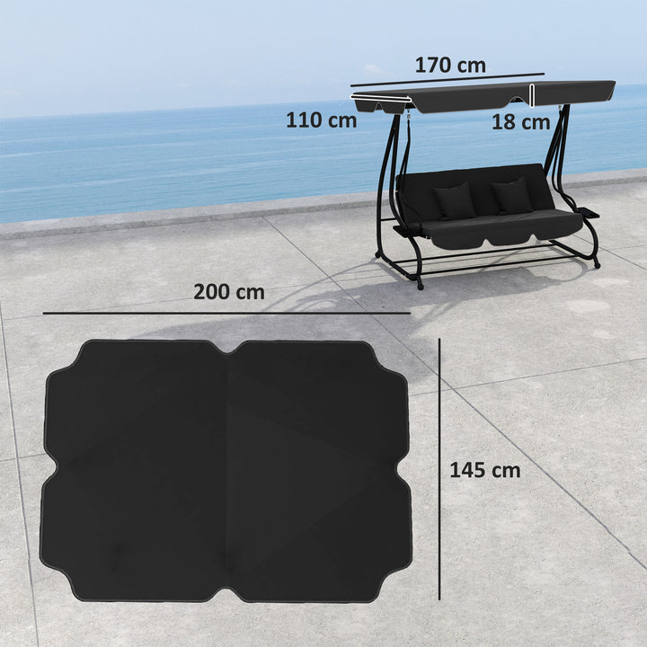 145 x 200Wcm Swing Chair Canopy Replacement - Black