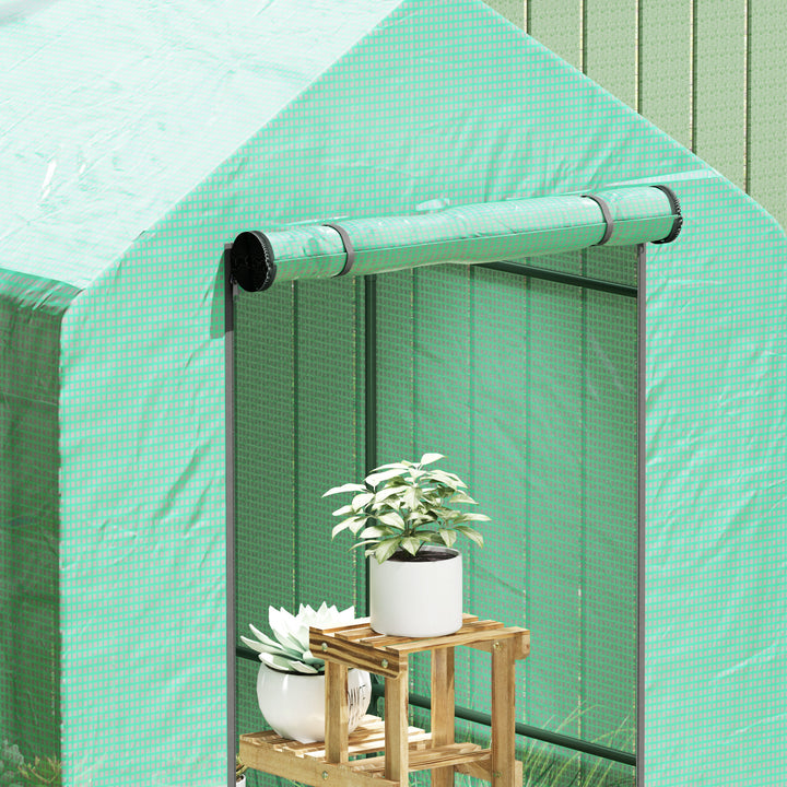 120 x 186cm Walk-In Greenhouse, with Shelves - Green
