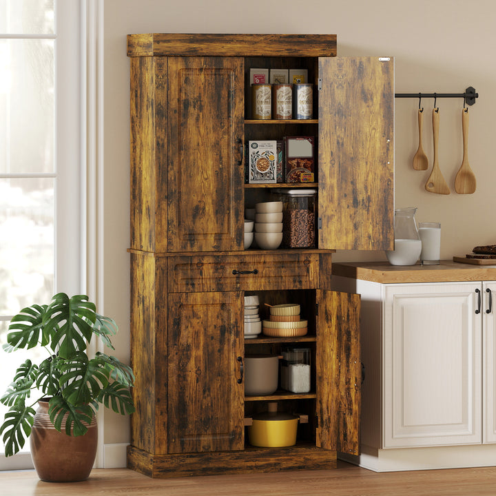 Tall Kitchen Cupboard, Kitchen Pantry Cabinet with Drawer, Shelves
