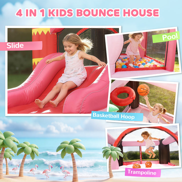 Inflatable Bounce House for Kids with Slide, Ball Pit, Basketball Hoop