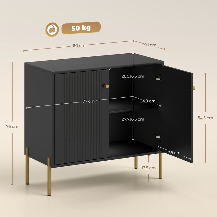 Sideboard Buffet Cabinet, Coffee Bar Cabinet with Fluted Doors and Adj