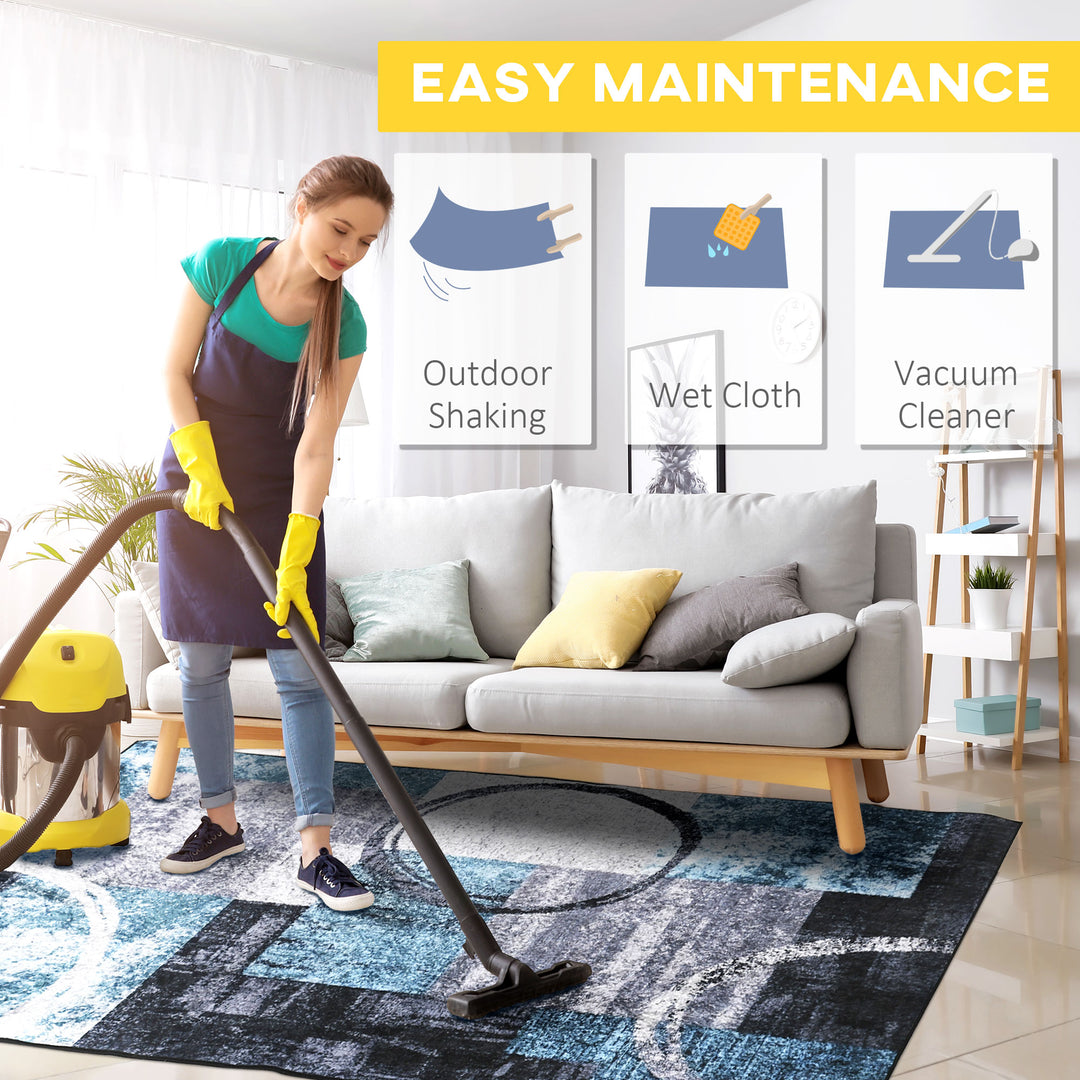 MCL Blue Geometric Rug, Modern Area Rugs Large Carpet for Living Room, Bedroom, Dining Room, 160x230 cm