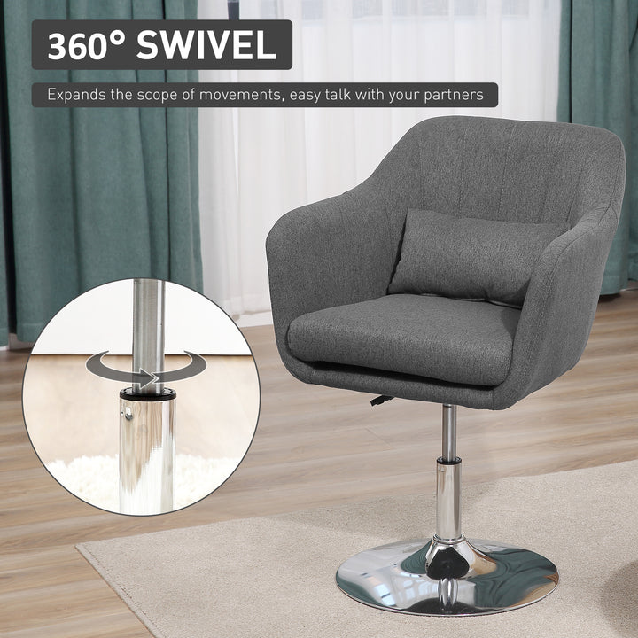 Swivel Accent Chair HOMCOM Contemporary Vanity Armchair with Adjustable Height Thick Cushion Lumbar Support Armrest for Bedroom | Aosom UK