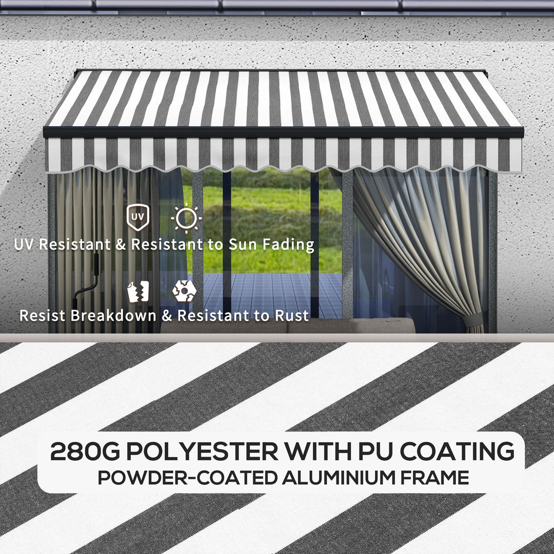 3 x 2m Aluminium Frame Electric Awning, with Remote - Grey/White