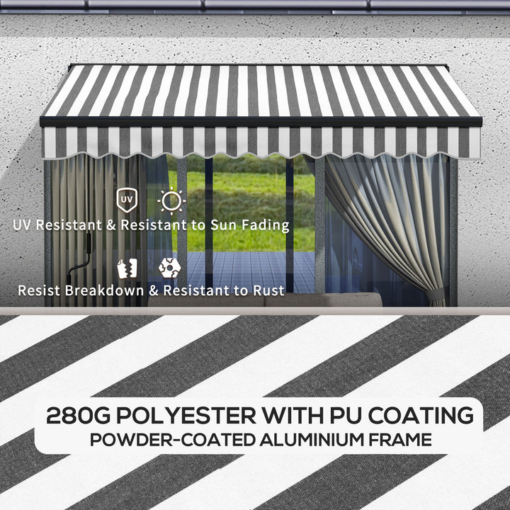 3 x 2m Aluminium Frame Electric Awning, with Remote - Grey/White