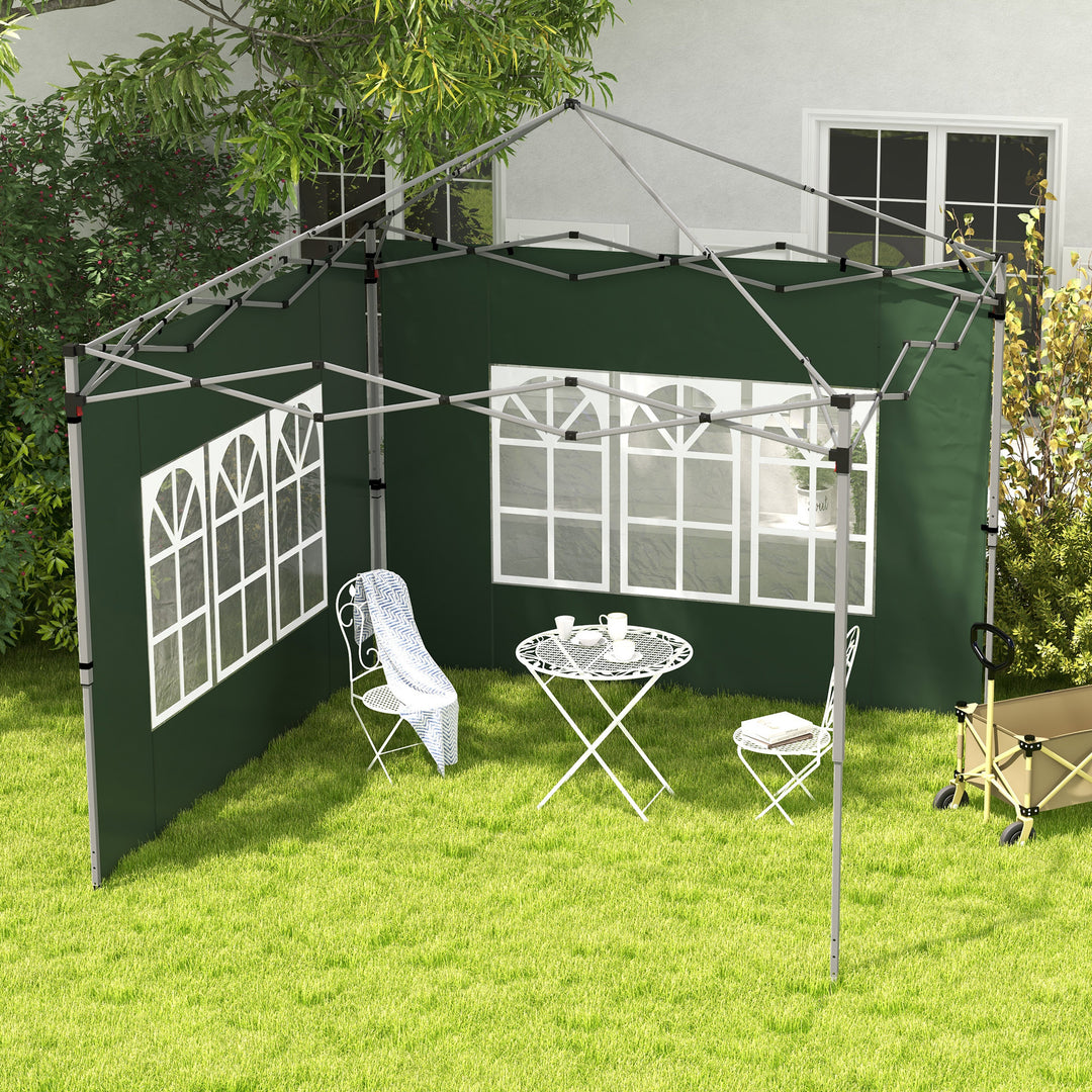 Outsunny Gazebo Side Panels, Sides Replacement with Window for 3x3(m) or 3x4m Pop Up Gazebo, 2 Pack, Green | Aosom UK