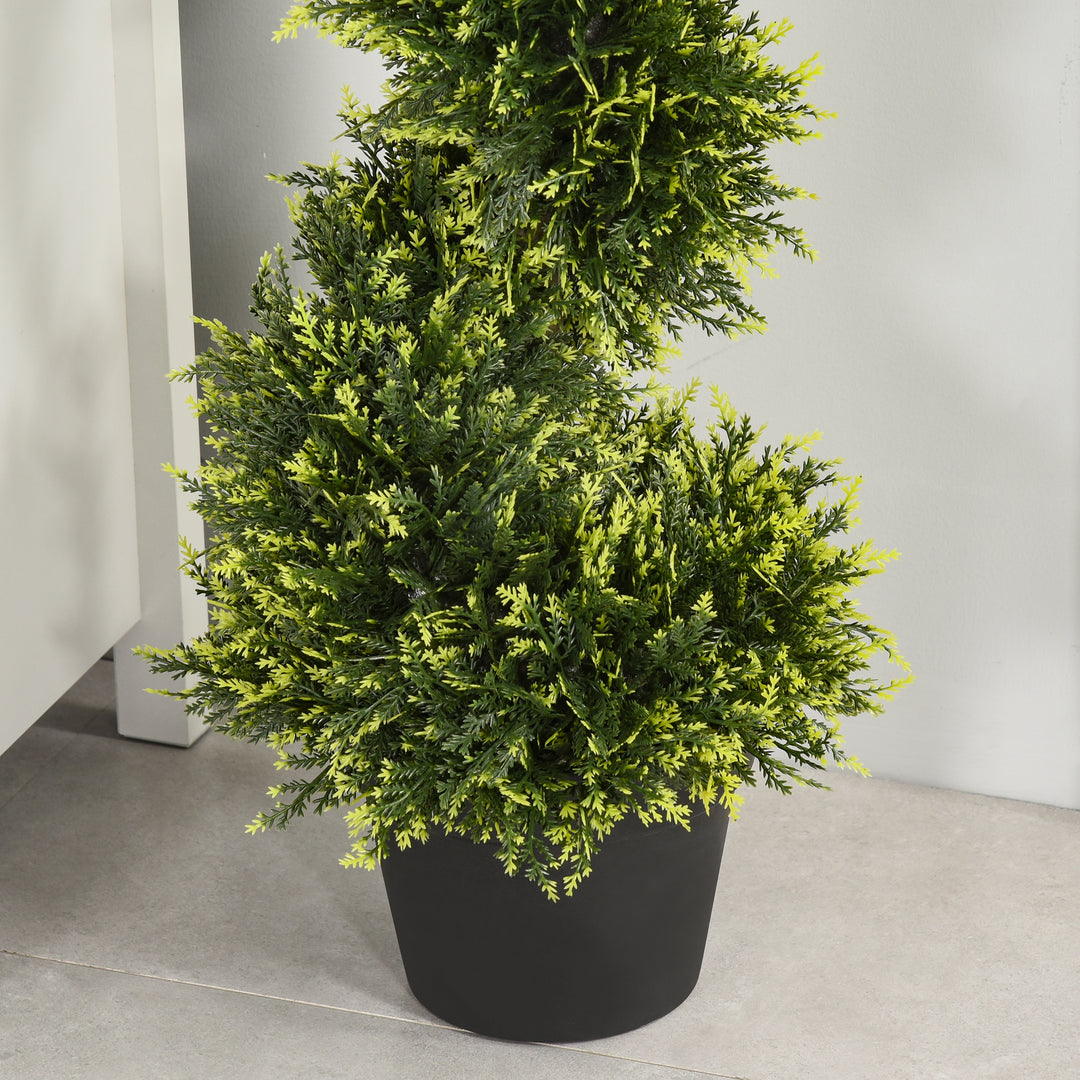 90cm/3FT Artificial Trees, Spiral Topiary Trees w/ Pot Set Of 2, Fake Indoor Greenery Plant Home Office Garden Decor Green