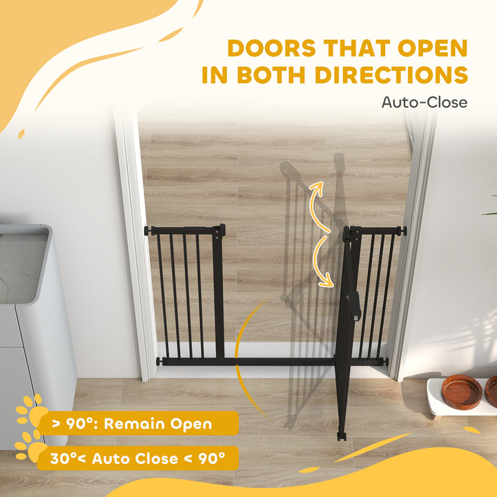 Adjustable Safety Gate w/ Two Extensions, Four Adjustable Screws, Black