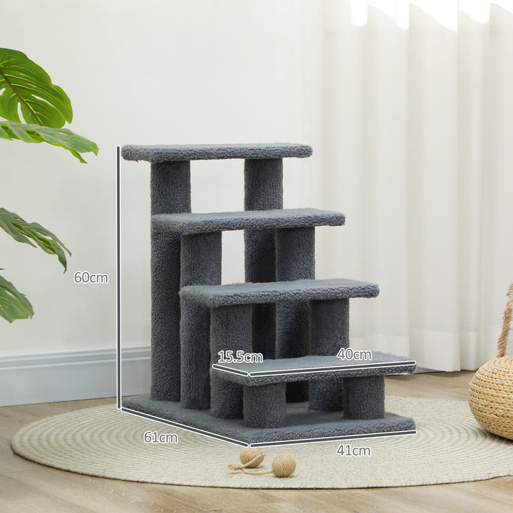 Dog Steps for Bed 4 Step Pet Stairs for Sofa Dog Cat Climb Ladder 63x43x60 cm Grey
