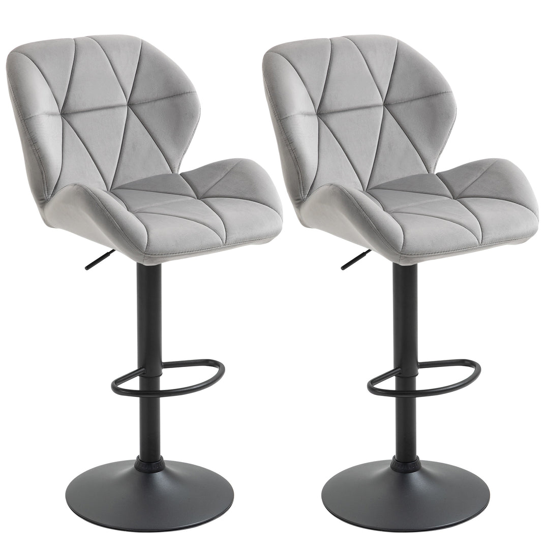 MCL Adjustable Bar Stools Set of 2, Armless Upholstered Swivel Counter Chairs, Barstools with Back, Footrest, Light Grey