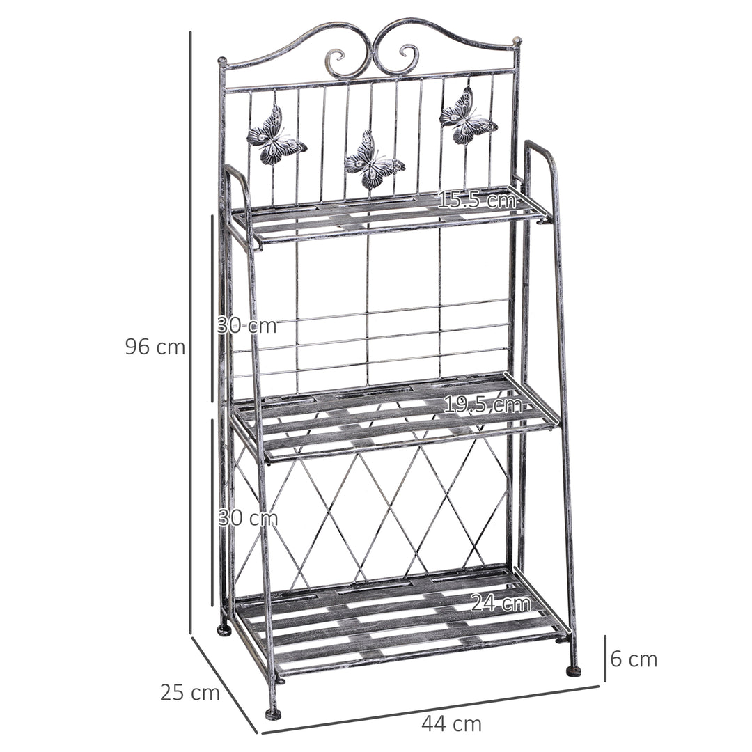 3 Tier Plant Stand Indoor Outdoor, Metal Plant Shelf Flower Display Rack for Potted Plants Garden Balcony Decor, 44 x 25 x 96 cm
