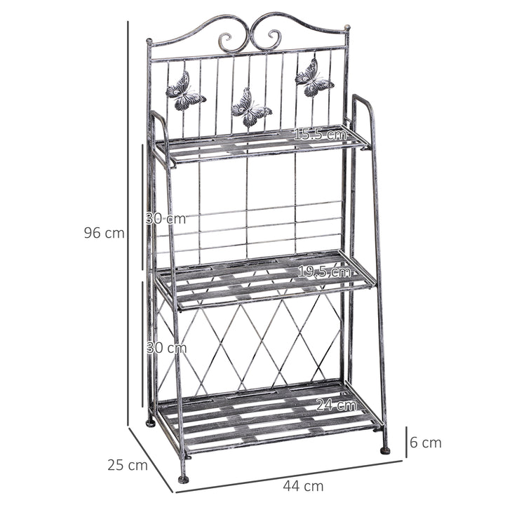 3 Tier Plant Stand Indoor Outdoor, Metal Plant Shelf Flower Display Rack for Potted Plants Garden Balcony Decor, 44 x 25 x 96 cm