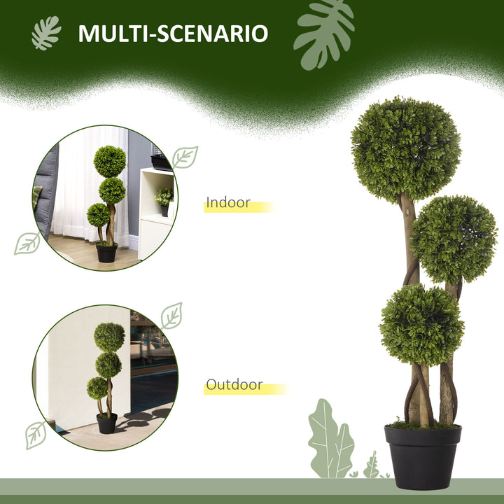 Set of 2 Decorative Artificial Plants, Boxwood Ball Topiary Trees in Pot Fake Plants for Home, Indoor&Outdoor Decor, 90 cm, Light Green