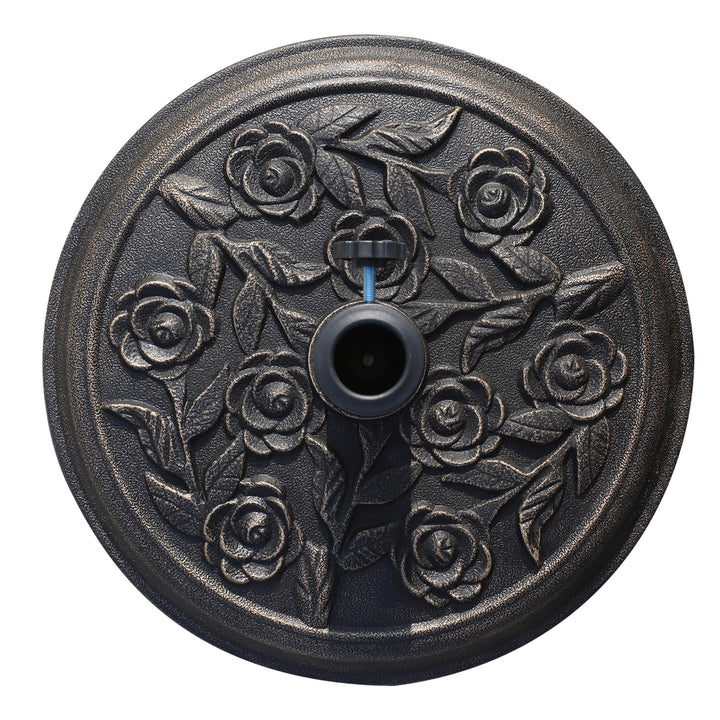 9kg Garden Parasol Base, Round Resin Cast Iron Effect Sun Umbrella Base, Outdoor Umbrella Stand for 38mm or 48mm Outdoor Umbrella Poles, Bronze Tone