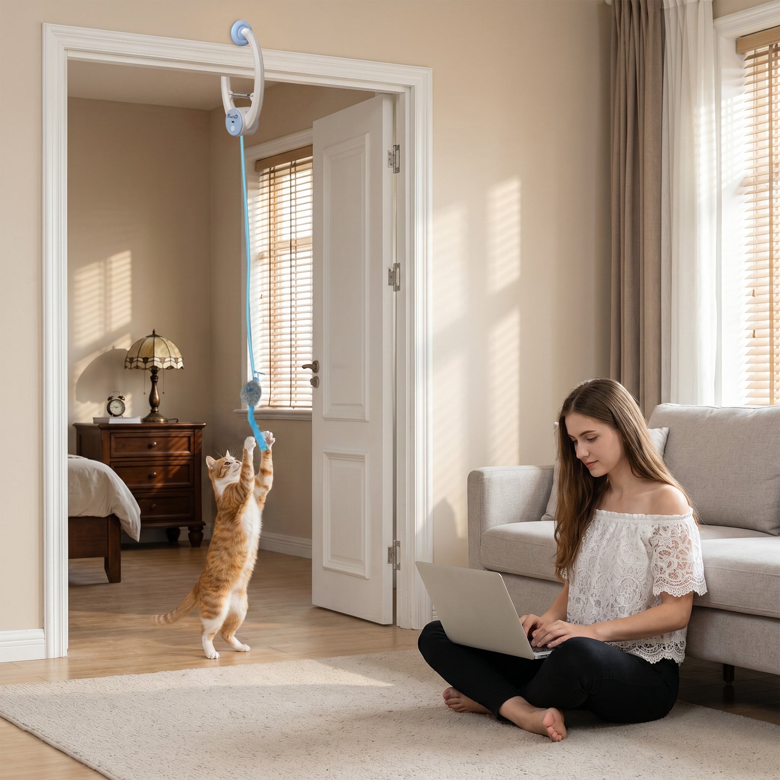 Interactive Cat Toys for Indoor Kittens & Adult USB Rechargeable Door 