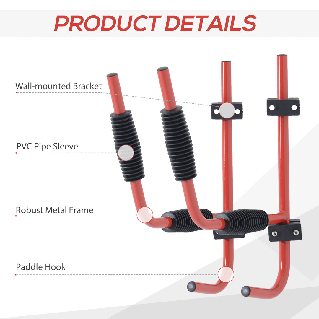 HOMCOM Canoe/Kayak Aluminum Wall Mount Hangers-Red | Aosom UK