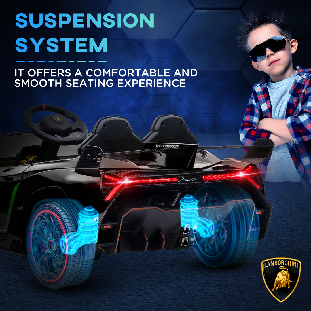 Lamborghini Veneno Licensed Electric Ride-On Car, with Remote, Music, Horn - Black