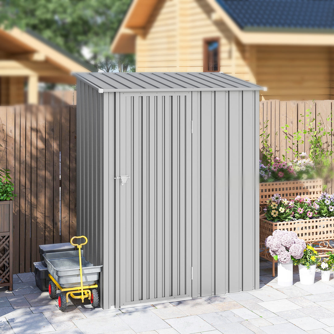 5ft x 3ft Garden Storage Shed, Outdoor Metal Shed with Sloped Roof, Al