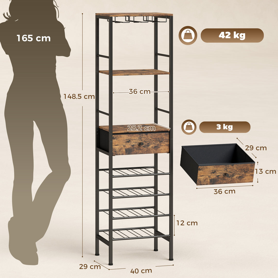 Industrial Wine Bar Cabinet Freestanding Liquor Cabinet 16-Bottle Wine