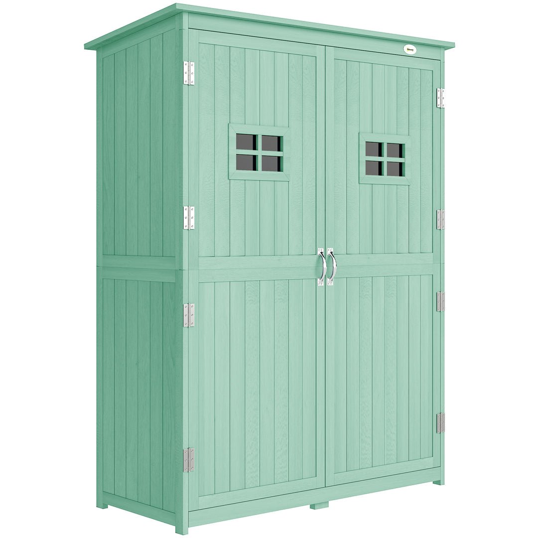 Wooden Garden Shed with Two Windows, Tool Storage Cabinet, Outdoor Dou