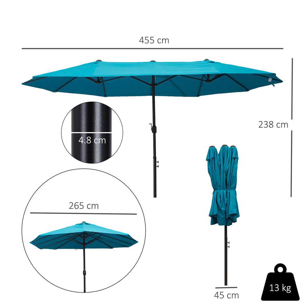 4.6m Double Garden Parasol - Sky Blue