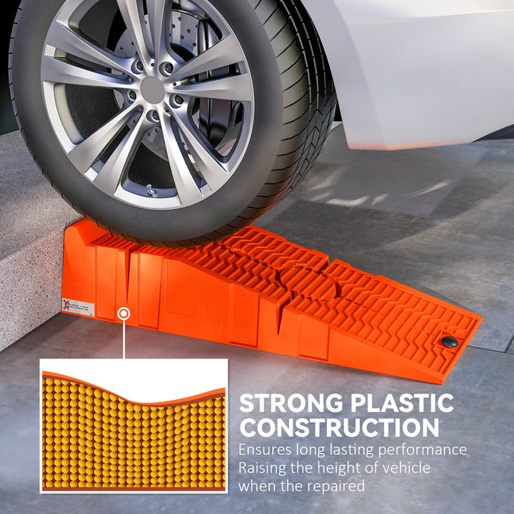 2 Pieces Car Ramps Heavy Duty 2.5 Ton Motorhome Levelling Ramps, Plastic Garage Workshop Car Lift, Portable Automotive Vehicle Campervan Car Ramp, Orange