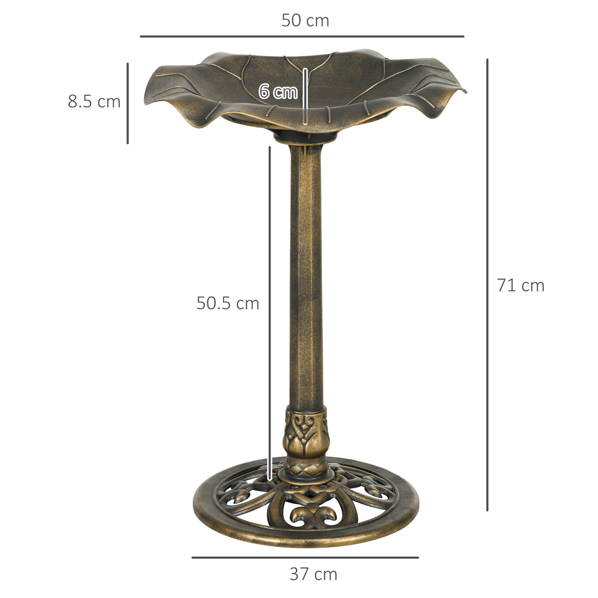 71cm Bird Bath for Garden, Standing Pedestal Birdbath with Lotus Leaf 