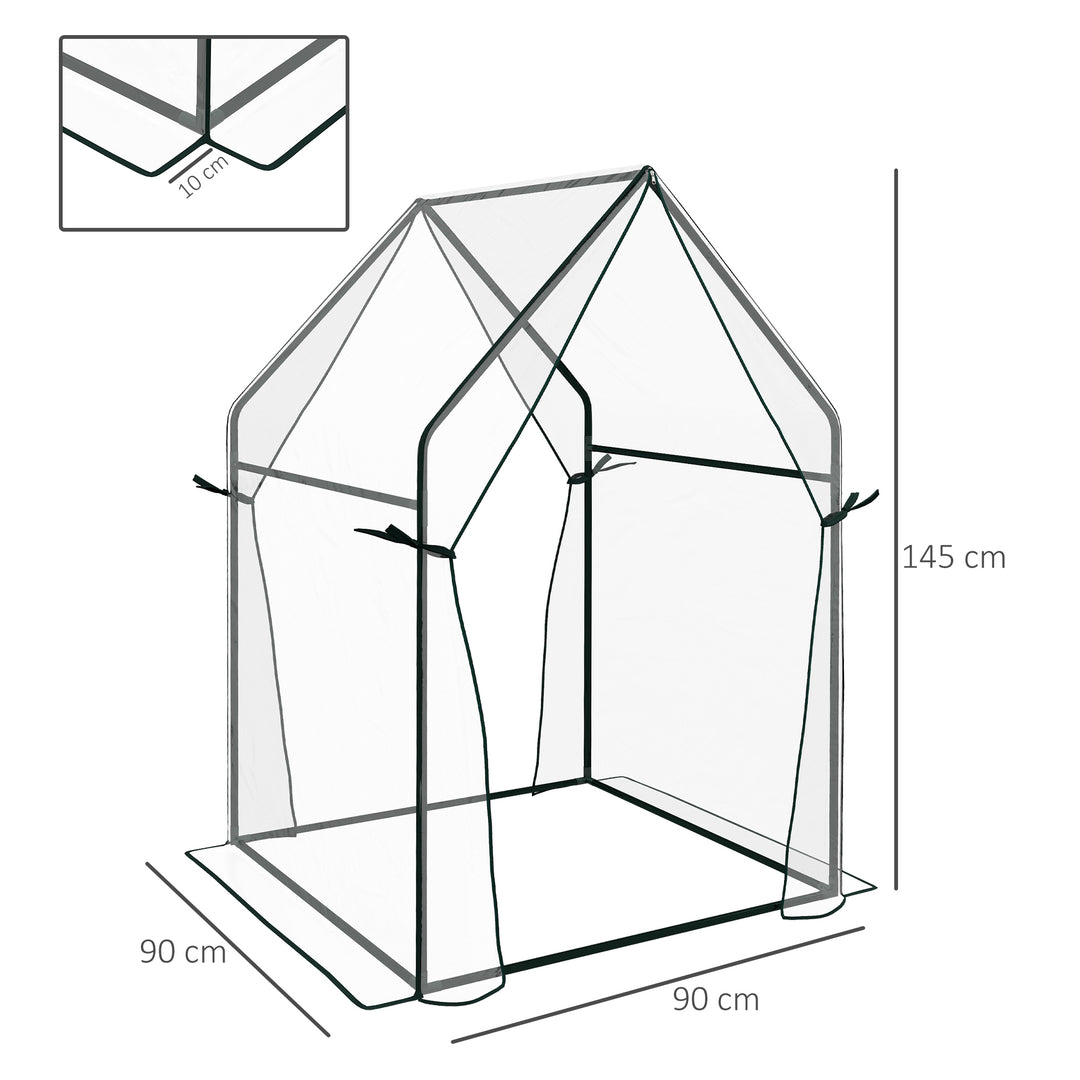 Mini Greenhouse, Garden Tomato Growhouse with 2 Zipped Doors, Portable Indoor Outdoor Green House, 90 x 90 x 145cm, Clear