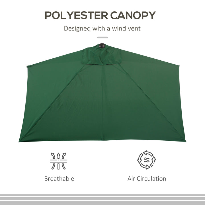 Balcony Half Parasol Semi Round Umbrella Patio Crank Handle (2.3 m, Green)- NO BASE INCLUDED
