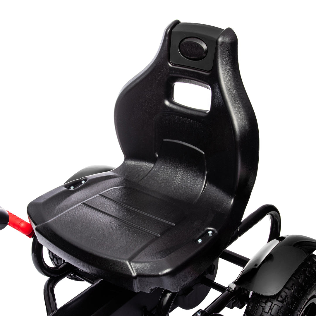 Metal Kids Pedal Go Kart with Adjustable Seat Inflatable Tyres Black