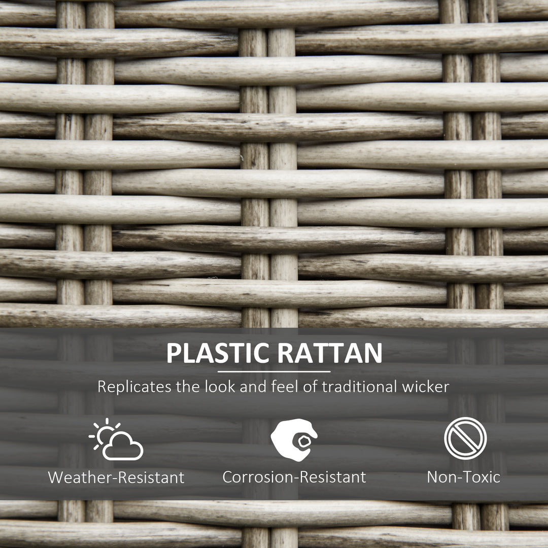 MCL 5 Pieces Outdoor PE Rattan Round Garden Daybed with Cushions, Aluminium Patio Furniture Set Lounge Chair Conversation Sofa Set with Liftable Coffee Table and Protect Cover, Grey