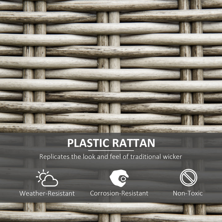 MCL 5 Pieces Outdoor PE Rattan Round Garden Daybed with Cushions, Aluminium Patio Furniture Set Lounge Chair Conversation Sofa Set with Liftable Coffee Table and Protect Cover, Grey