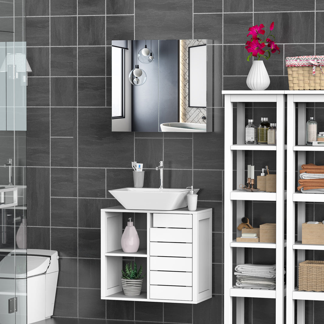 HOMCOM Bathroom Cabinet: Stainless Steel Mirror Storage, Wall-Mounted Spaciousness | Aosom UK