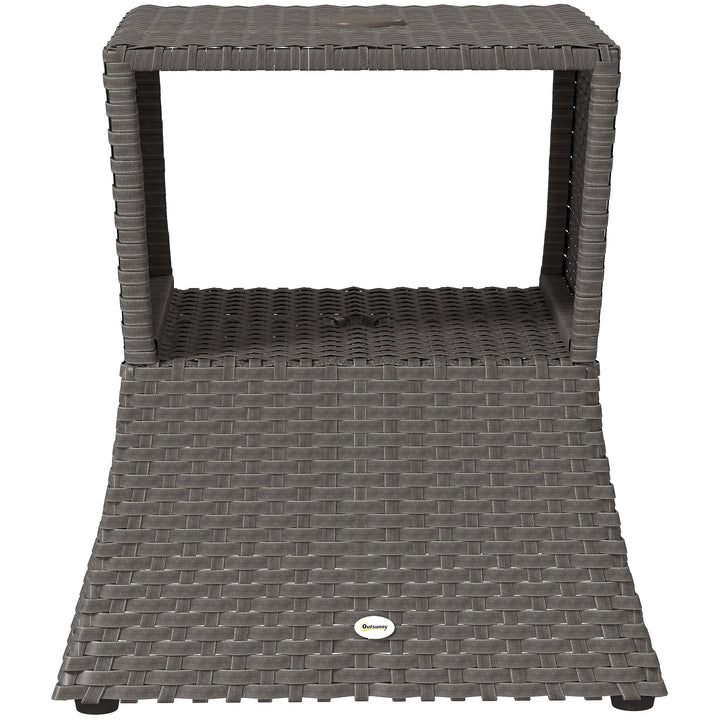 Rattan Outdoor Coffee Table, Wicker Garden Patio Bistro Side Table wit
