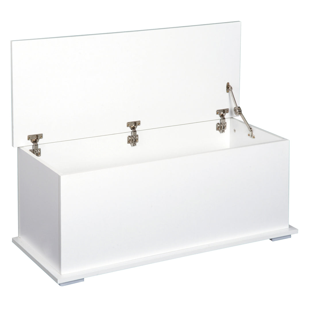 113L Storage Chest, Storage Box with Flip-Top Lid and 2 Safety Hinges, Storage Trunk for Living Room, Entryway, 100 x 40 x 40 cm, White