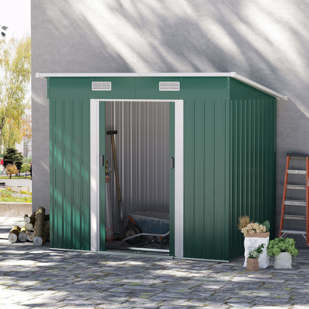 Outsunny 6.8 x 4.3ft Outdoor Garden Storage Shed, Tool Storage Box for Backyard, Patio and Lawn, Green | Aosom UK