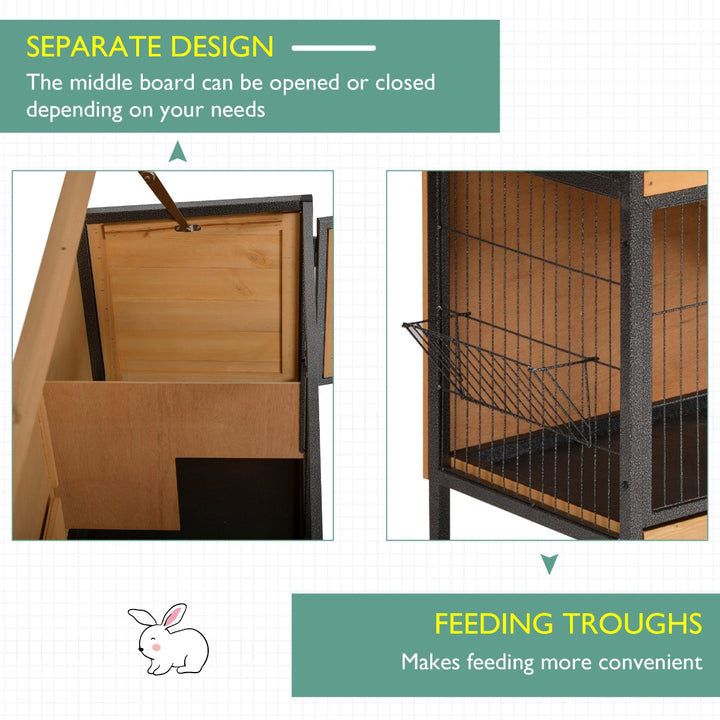 PawHut 2-Floor Wooden Guinea Pigs Hutches Bunny Cage Metal Frame Pet House with Slide-Out Tray Feeding Trough Ramp Lockable Door | Aosom UK