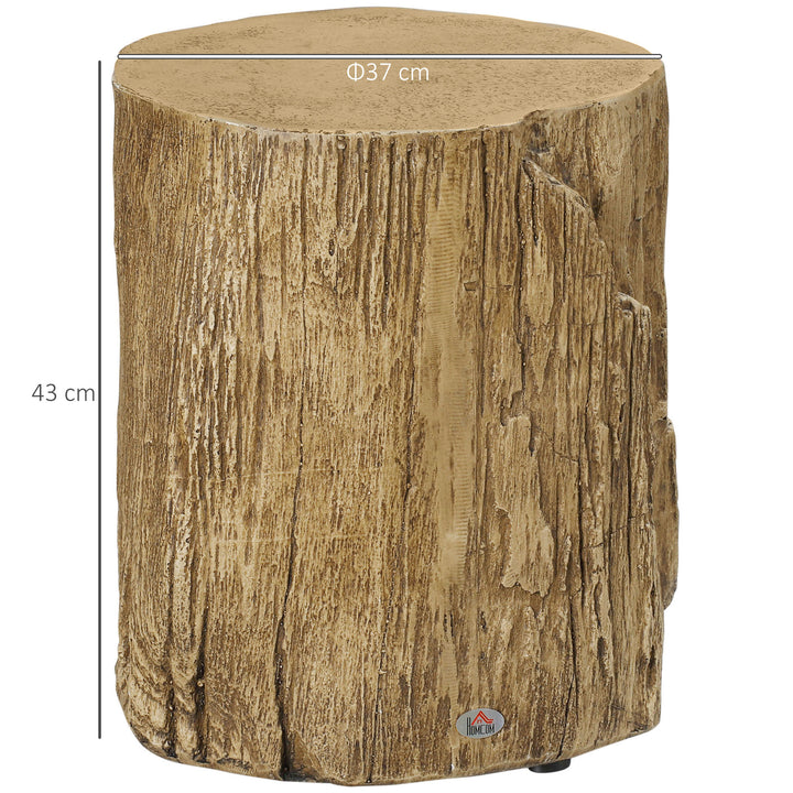 Tree Stump End Table, Round Concrete Side Table for Indoor and Outdoor