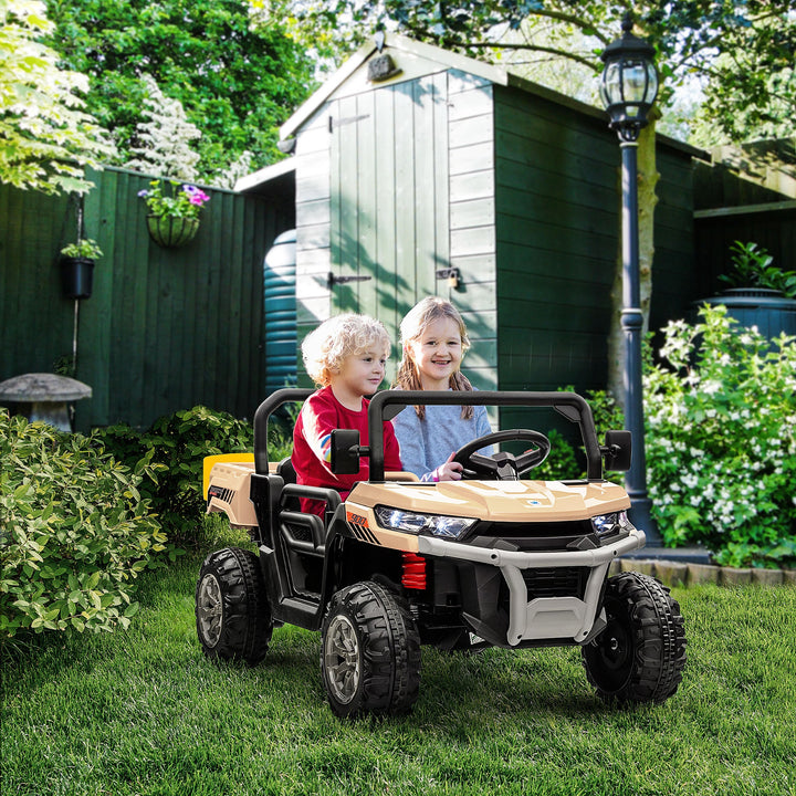 12V 2 Seater Kids Electric Ride On Truck with Electric Bucket, Yellow