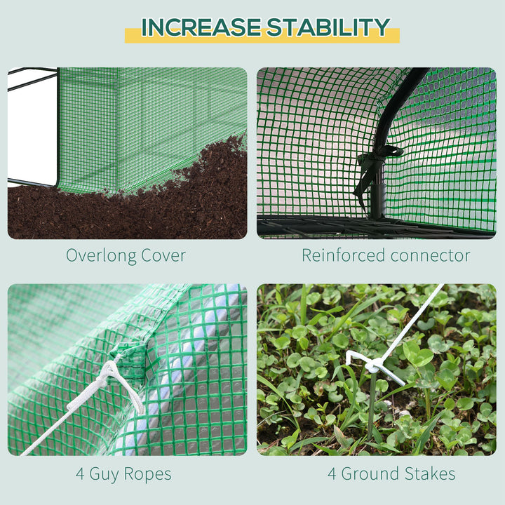 Walk-in Greenhouse with 4 Tier 24 Shelves, Portable Grow House with Roll-up Zipped Door, 244 x 180 x 210cm, Green