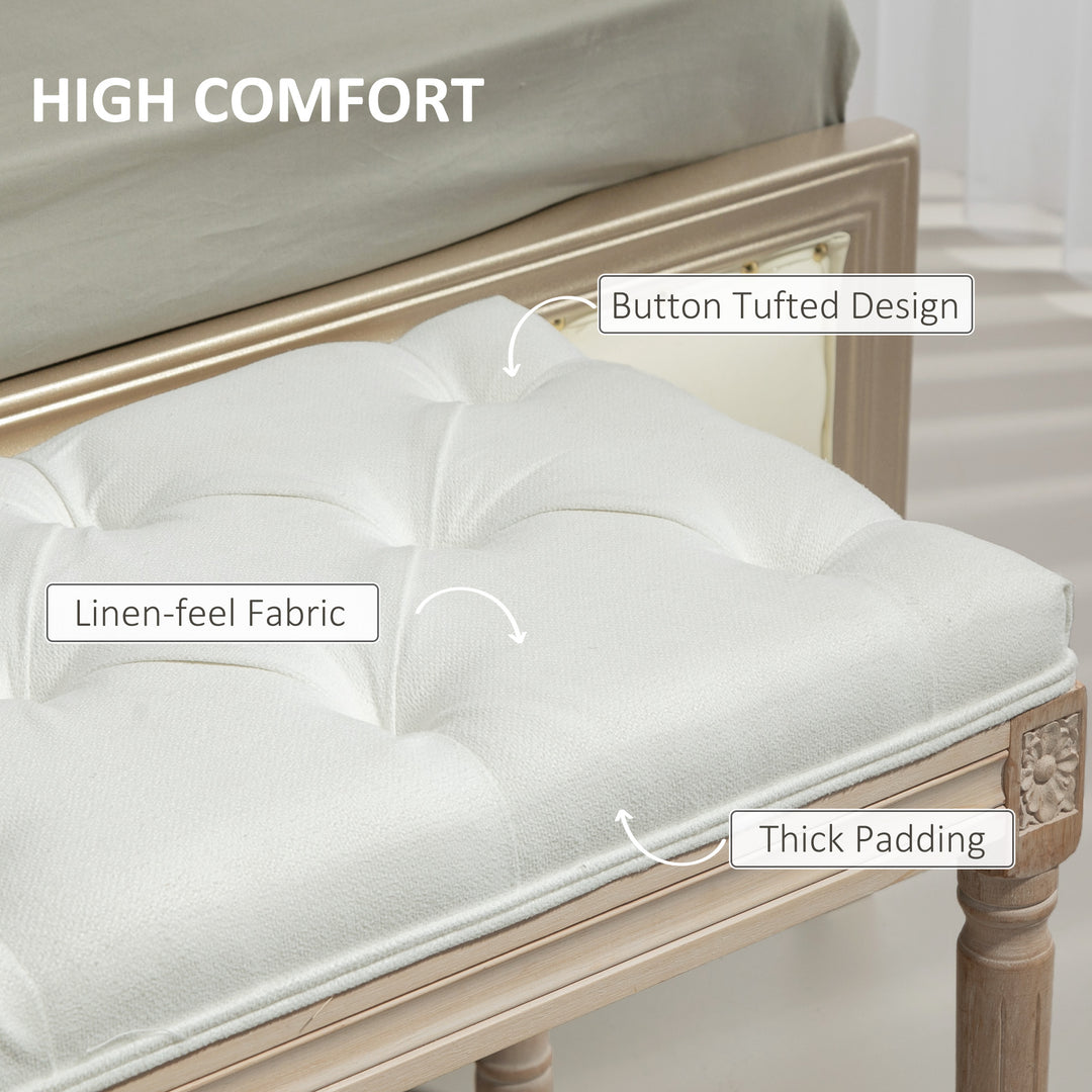 Vintage French Look Bed End Bench - Cream White - view 4