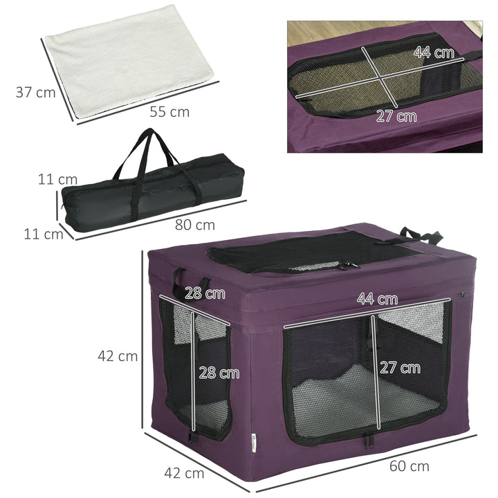 PawHut Portable Pet Carrier, Foldable Travel Bag for Small Dogs and Cats, Lightweight and Breathable, Purple | Aosom UK