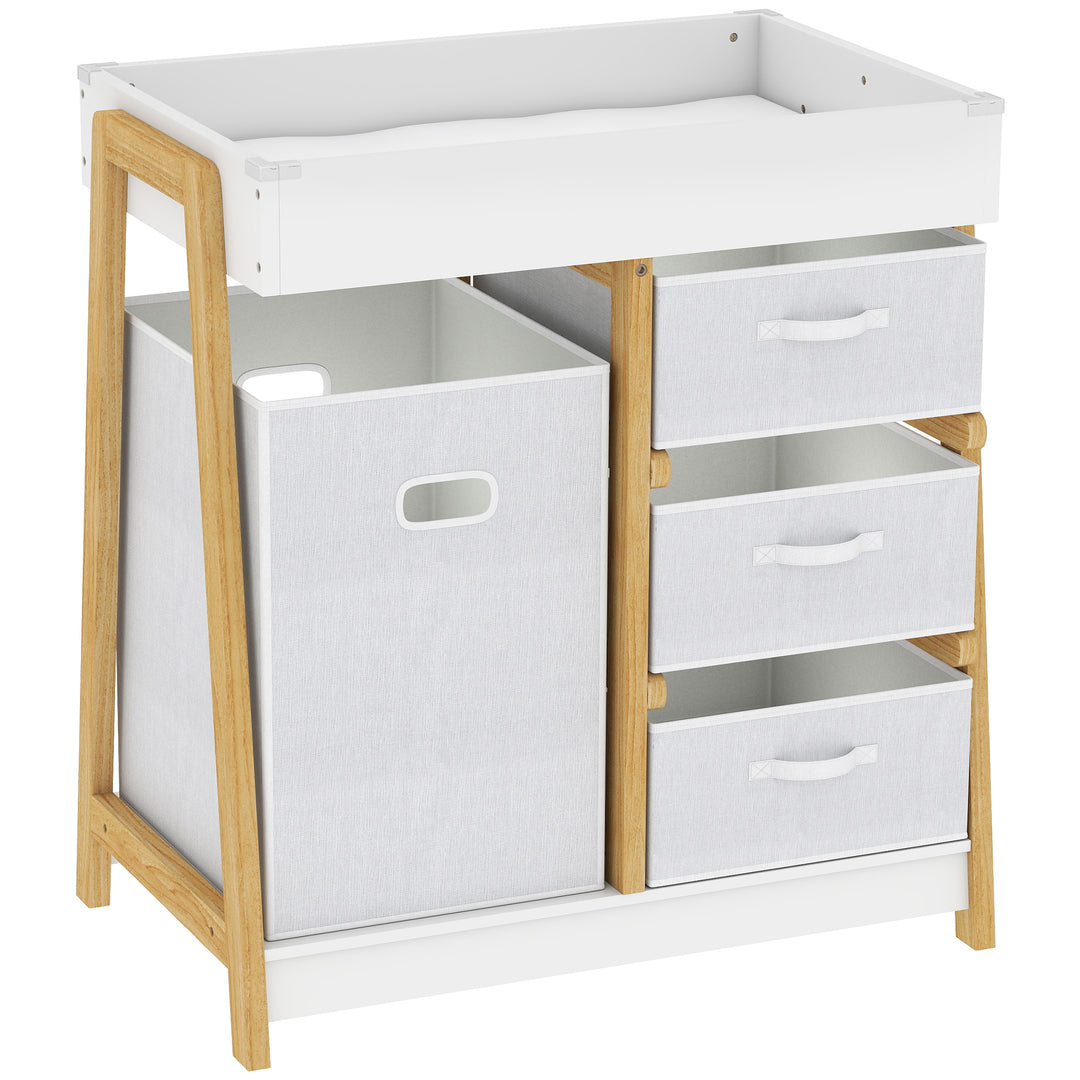 Baby Changing Table, Baby Changing Unit with 3 Drawers, Large Basket a