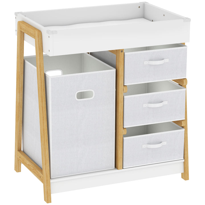 Baby Changing Table, Baby Changing Unit with 3 Drawers, Large Basket a