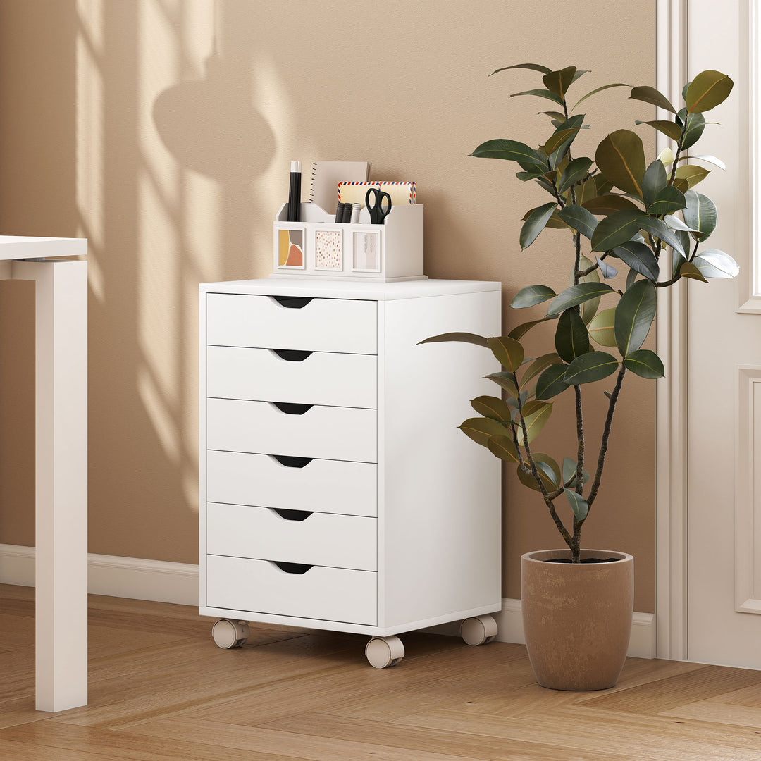 6 Drawer Vertical File Cabinet, Mobile Filing Cabinet with Quiet Drawe